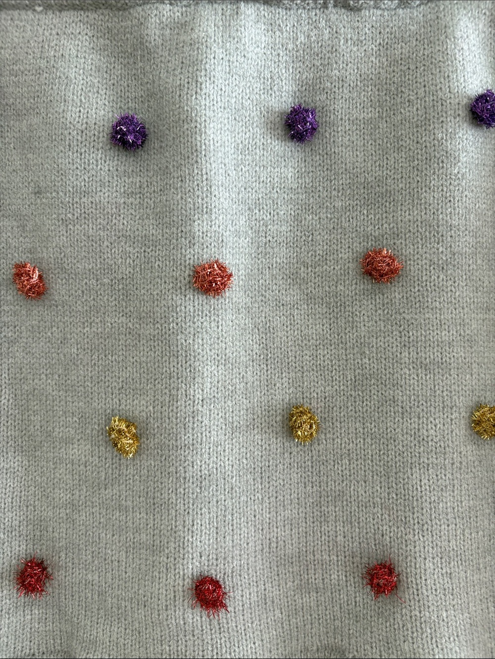 Cozy Knit A-Line Skirt in Light Gray with Multicolor Pom-Dot Accents NWOTS - Picture 7 of 11